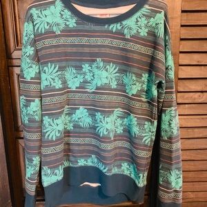 Tropical striped sweat shirt pullover crew